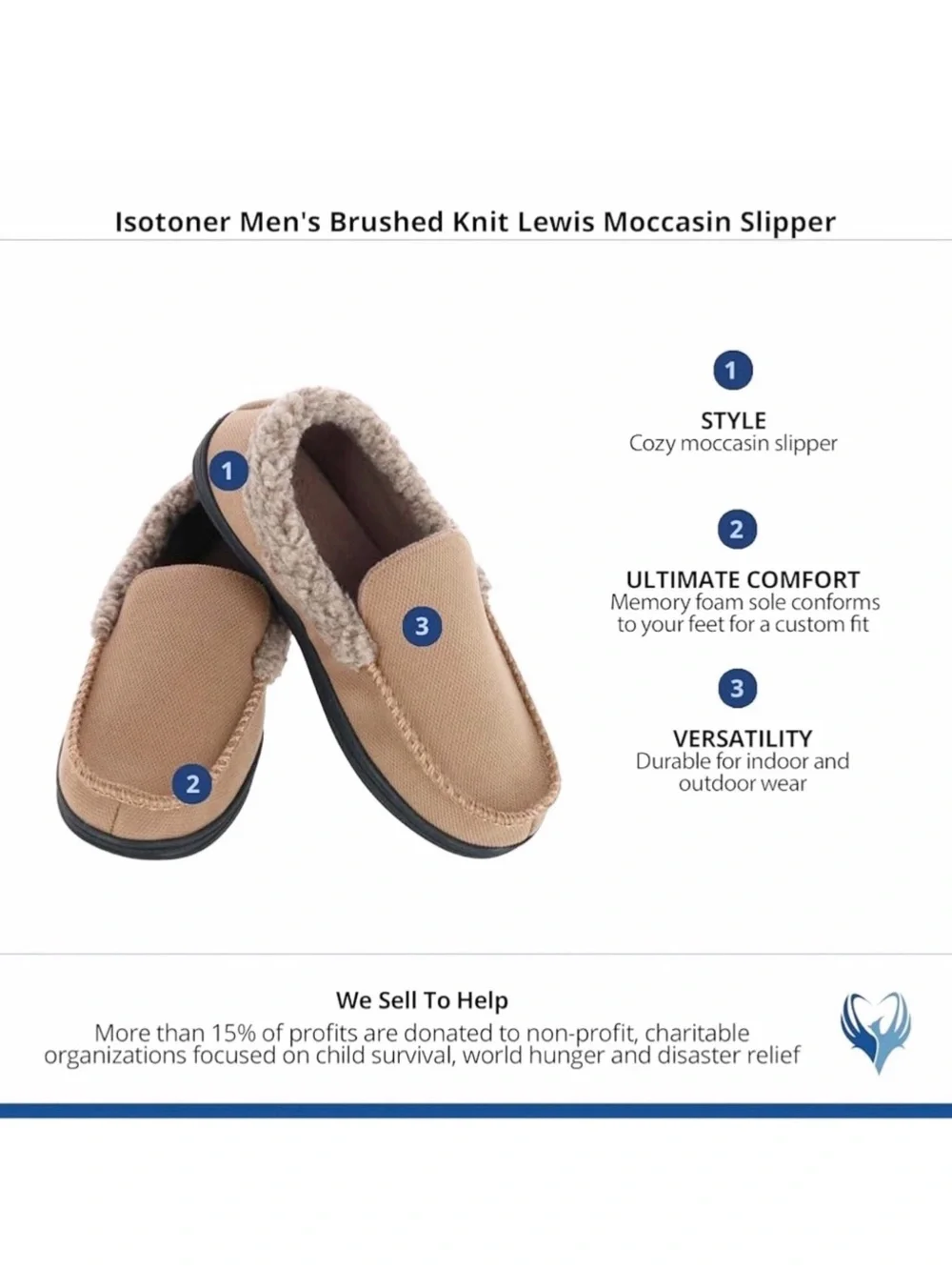 Isotoner Brushed Knit Lewis Moccasin Slippers
